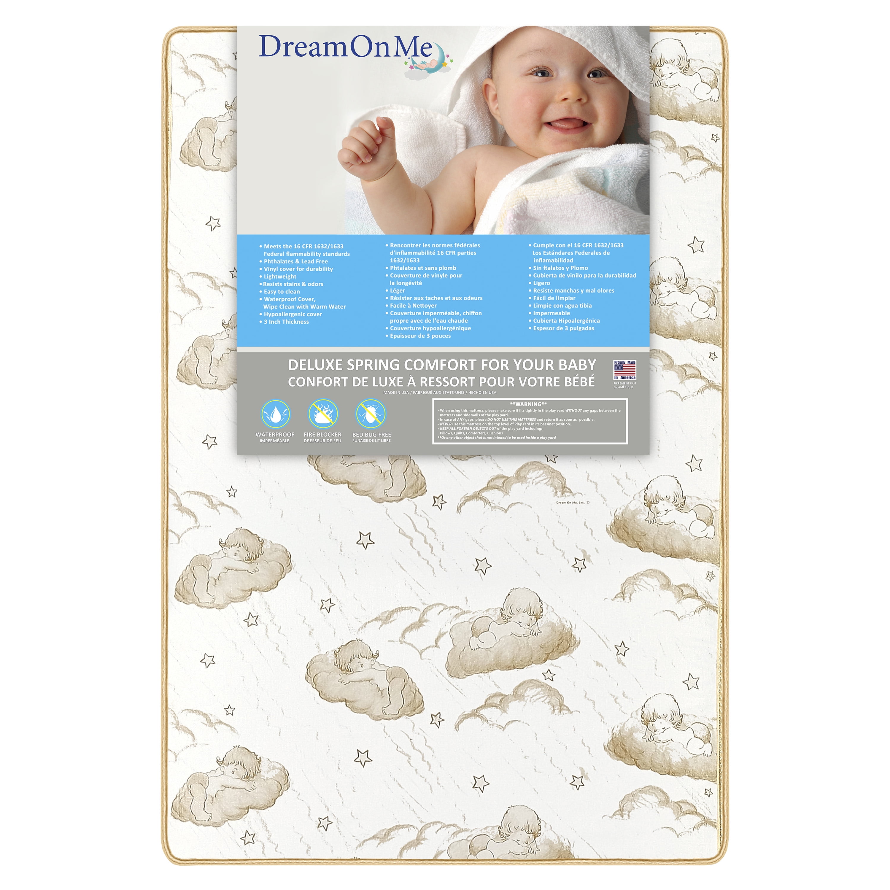 Dream On Me 2In1 Breathable Innerspring TwoSided Mini/Portable Crib
