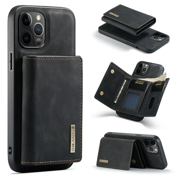 Apple iPhone XS Max Case (6.5 Inch) - Magnetic Clasp Removable PU Leather Wallet Case with Stand, Sturdy Durable Silicone Back Cover Case, Lightweight Phone Protector Case with Card Holder (Black)