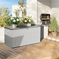 thumbnail image 3 of Decksplore 110 Gallon Pro Edition Lockable Resin Deck Box, Waterproof & UV-Resistant Outdoor Storage Box for Outdoor Tools, Toys Storage, Gray, 3 of 7