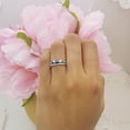 thumbnail image 4 of Dazzlingrock Collection 14K Blue Sapphire & White Diamond Ladies 5 Stone Bridal Engagement Ring Set, White Gold, Size 5, 4 of 5