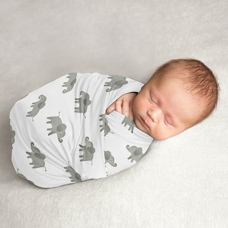 UPC: 0846480088622 | Elephant Grey and Mint Baby Swaddle Receiving Blanket by Sweet JoJo Designs