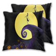 thumbnail image 2 of Juego de 2 fundas de almohada de felpa cuadradas negras de Pesadilla antes de Navidad, decoración de doble cara, cama de automóvil, dormitorio, sofá, fundas de almohada suaves, decoración del hogar,, 2 of 5