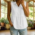 thumbnail image 2 of VBVC Women's V-Neck Sleeveless Peplum Blouse, Ladies' Collared Button Down Tank Top, Casual Breathable Summer Solid Shirt For Women,White,S-2XL, 2 of 7