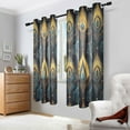 thumbnail image 2 of Yayeee Window Curtains Light Filtering 63"x42" Grommet Panel Pair Home Living Room Decor, Navy Blue Art Pattern, 2 of 7