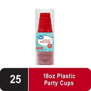 Great Value Everyday Party Disposable Plastic Cups, Red, 18 oz, 25 Count