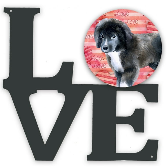 Newfoundland Puppy Love Metal Wall Artwork LOVE