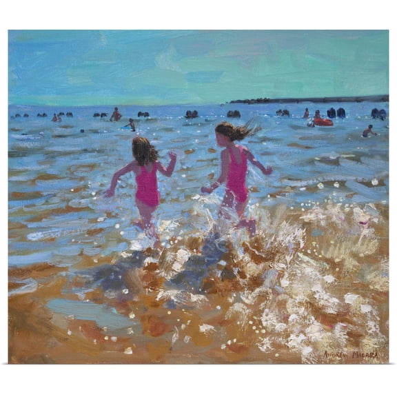 Great BIG Canvas | Rolled Andrew Macara Poster Print entitled Splashing In The Sea, Clacton
