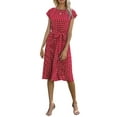 thumbnail image 2 of Liacowi Women's Small Dots O-Neck Dress, Short Sleeve Knee-Length Belted Dress, 2 of 4
