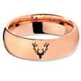 thumbnail image 2 of Tungsten Deer Antler Band Ring 7mm Men Women Comfort Fit 18k Rose Gold Dome Polished, 2 of 4