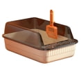thumbnail image 4 of Cat Litter Tray Open Top High Sides Semi Enclosed Space Saving Sturdy Beige, 4 of 8