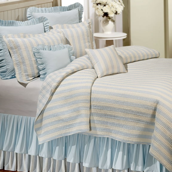 Amanda Blue King Quilt 100% Cotton Lightweight Machine Washable Reversible Bedspread Coverlet