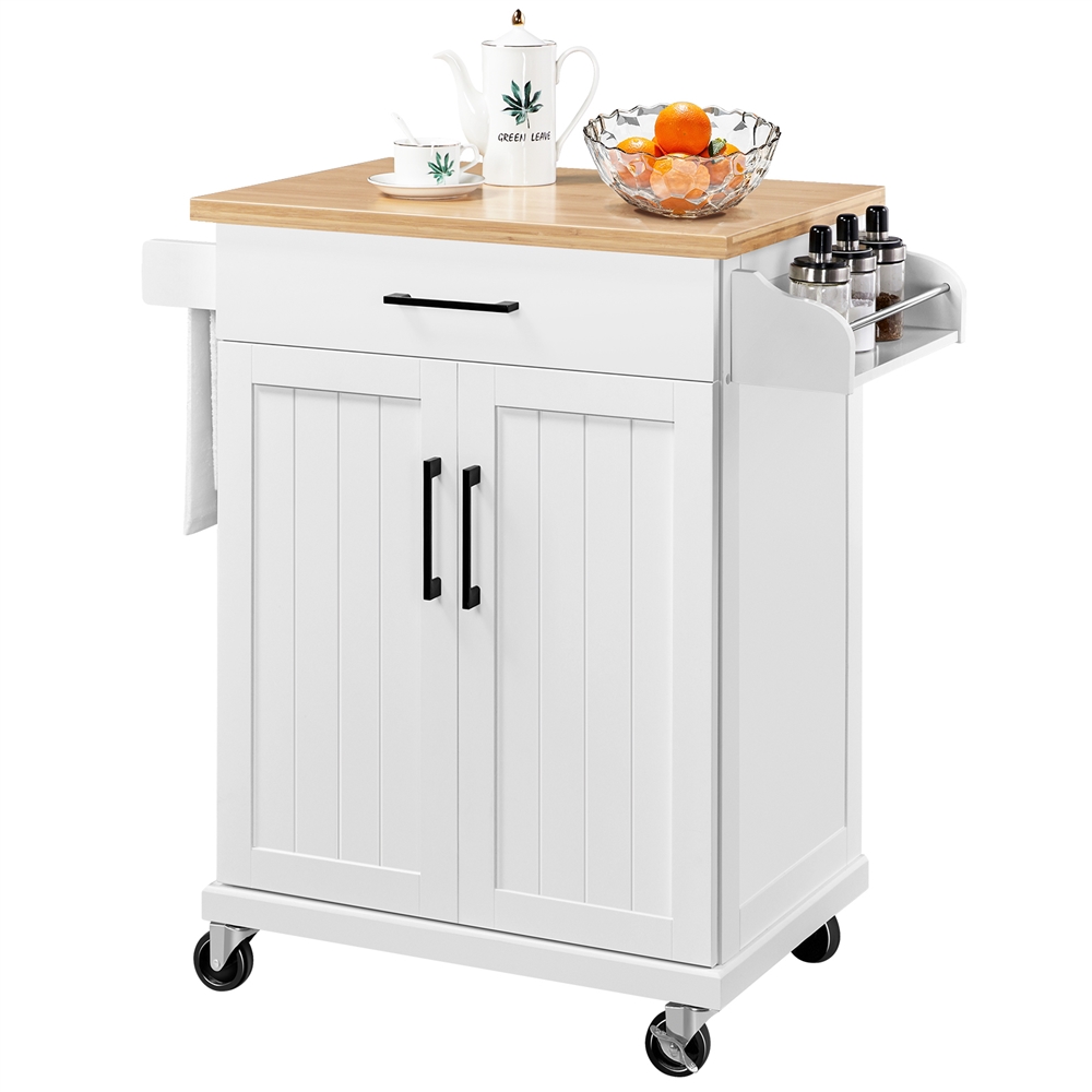 Buy Alden Design Rolling Kitchen Cart Kitchen Island Cart With Spice Rack Storage Drawer For Dining Rooms Kitchens Living Rooms White Online In Turkey 145999910