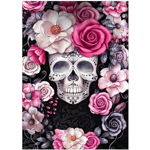DIY Square Diamond Painting Skull Flower for Adult Full Drill Paint with Diamonds Kits 5D Diamond Art for Wall Decor