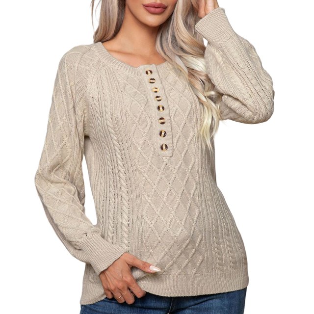 Chandail Décontracté Grande Taille pour Femmes Manches Longues Col Rond Chandail Chaud d'Hiver Col Roulé Texturé pour Usage Quotidien