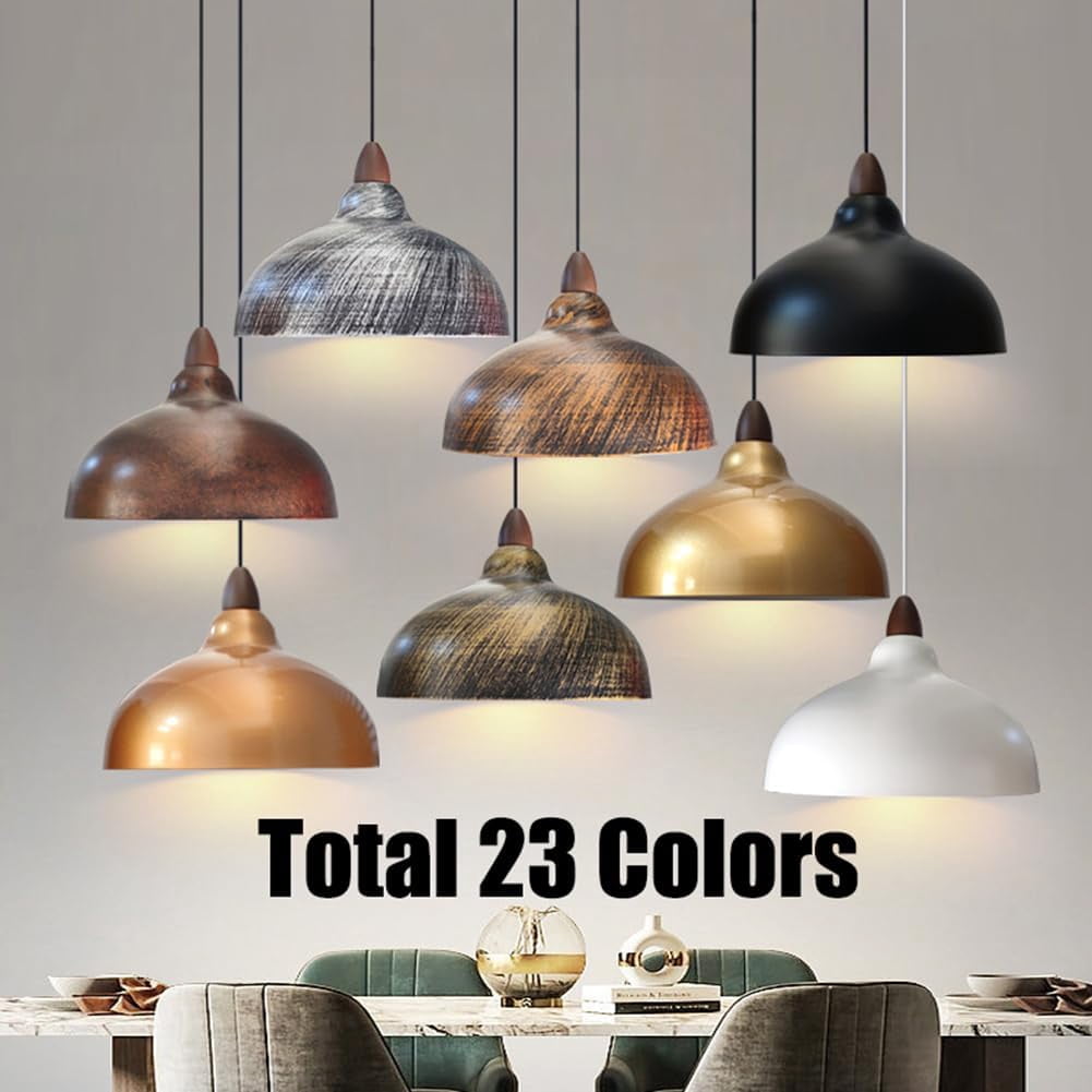 Retro Colorful Metal Pendant Light Fixture for Dining Room, Vintage Rustic Pendant Lighting for Kitchen Island, Industrial Style Pendant Lamp, Simple Farmhouse Pendant Light for Bedroom