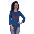 thumbnail image 5 of Moomaya Womens Sequin Lips Patch Tshirt Long Sleeves Casual Valentine Top, 5 of 8