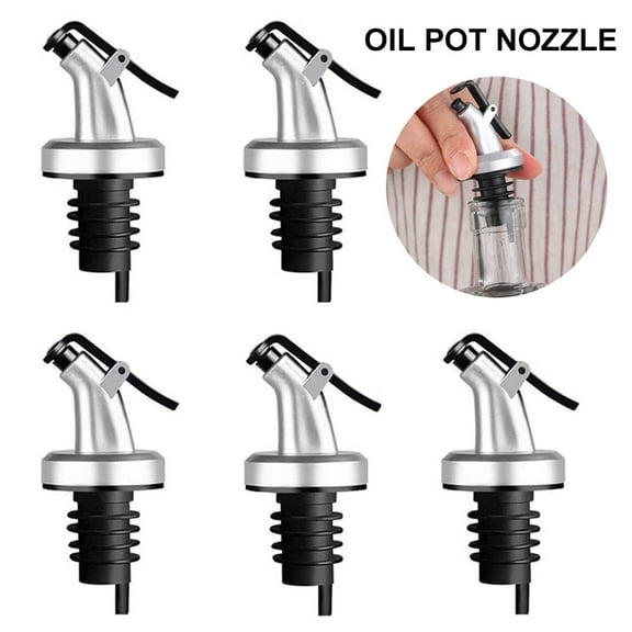 5PCS Olive Oil Pour Spouts Oil Vinegar Wine Dispenser with Leakproof Nozzle Oil Bottle Stopper Liquor Pourer Dispenser For Oil, Vinegar, Olive Oil, Salad, Wine