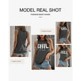 thumbnail image 4 of Débardeurs Graphiques pour Femmes Été Casual Chemises Sans Manches Pissenlit Lettre Imprimé Col Rond Tees, 4 of 5
