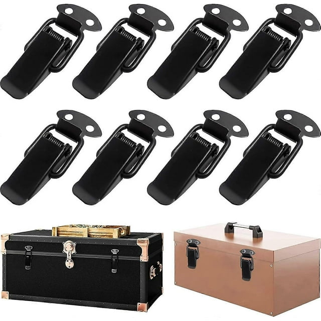 8 Pack Stainless Steel Toggle Clasp, Lever Latch Door Hasp, Spring Latch, for Toolbox, Drawer, Cabinet (Black)
