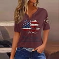thumbnail image 2 of Women's Patriotic USA 250th Anniversary T Shirt Short Sleeve Button Henley American 250 Celebration Tee Tops, 2 of 4