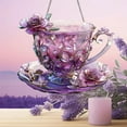 thumbnail image 4 of European-Style Purple Iris Afternoon Tea Coffee Cup Acrylic Hanging Ornament - Hangs - Household Pendant, 4 of 7