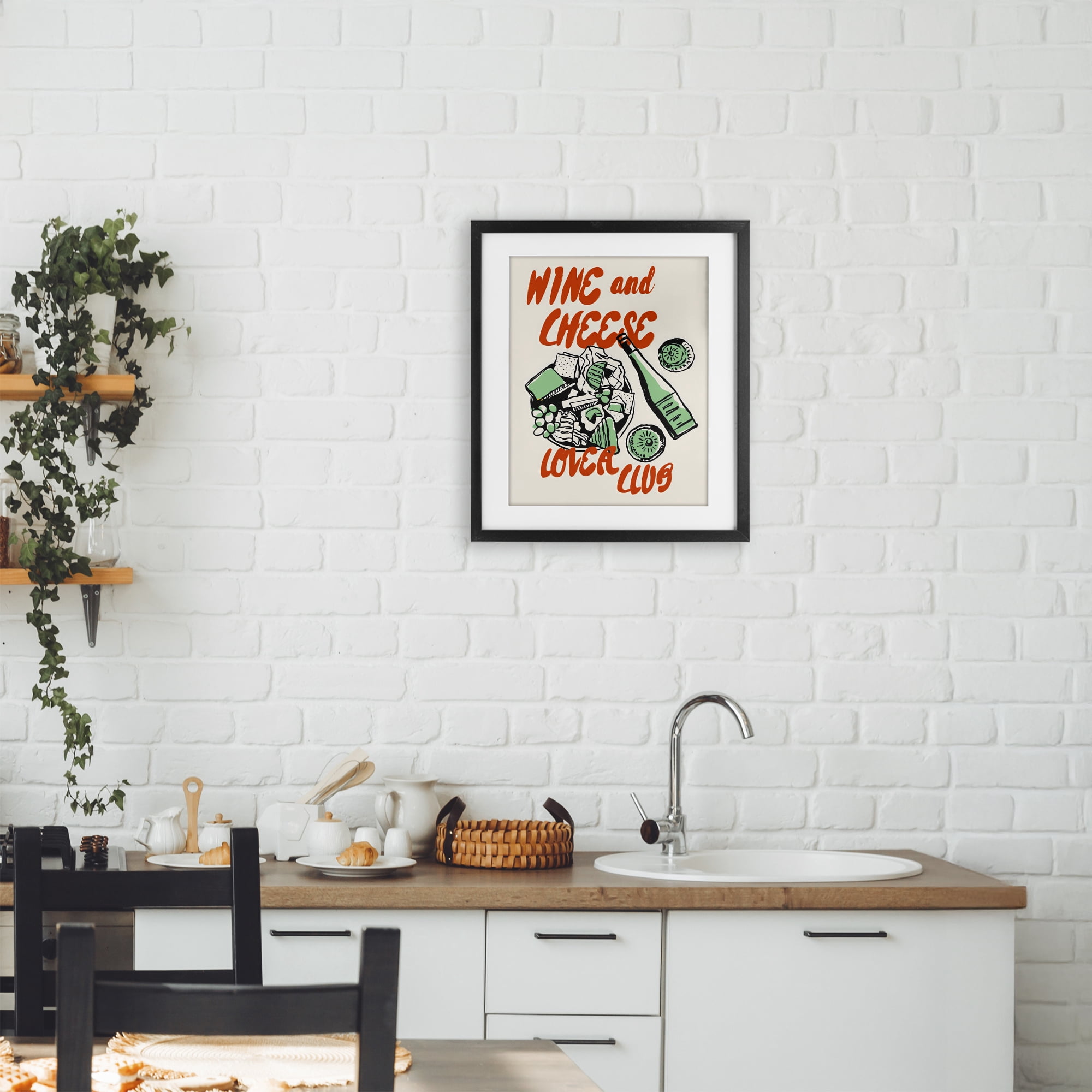Stupell Industries Wine & Cheese Lover Club Black Framed Print Under Glass, design by The Prints Vibe