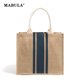 thumbnail image 2 of Bolso de mano de lino ecológico para mujer con estampado de rayas de MABULA, ligero, reutilizable, ideal para la playa y el verano, 2 of 5