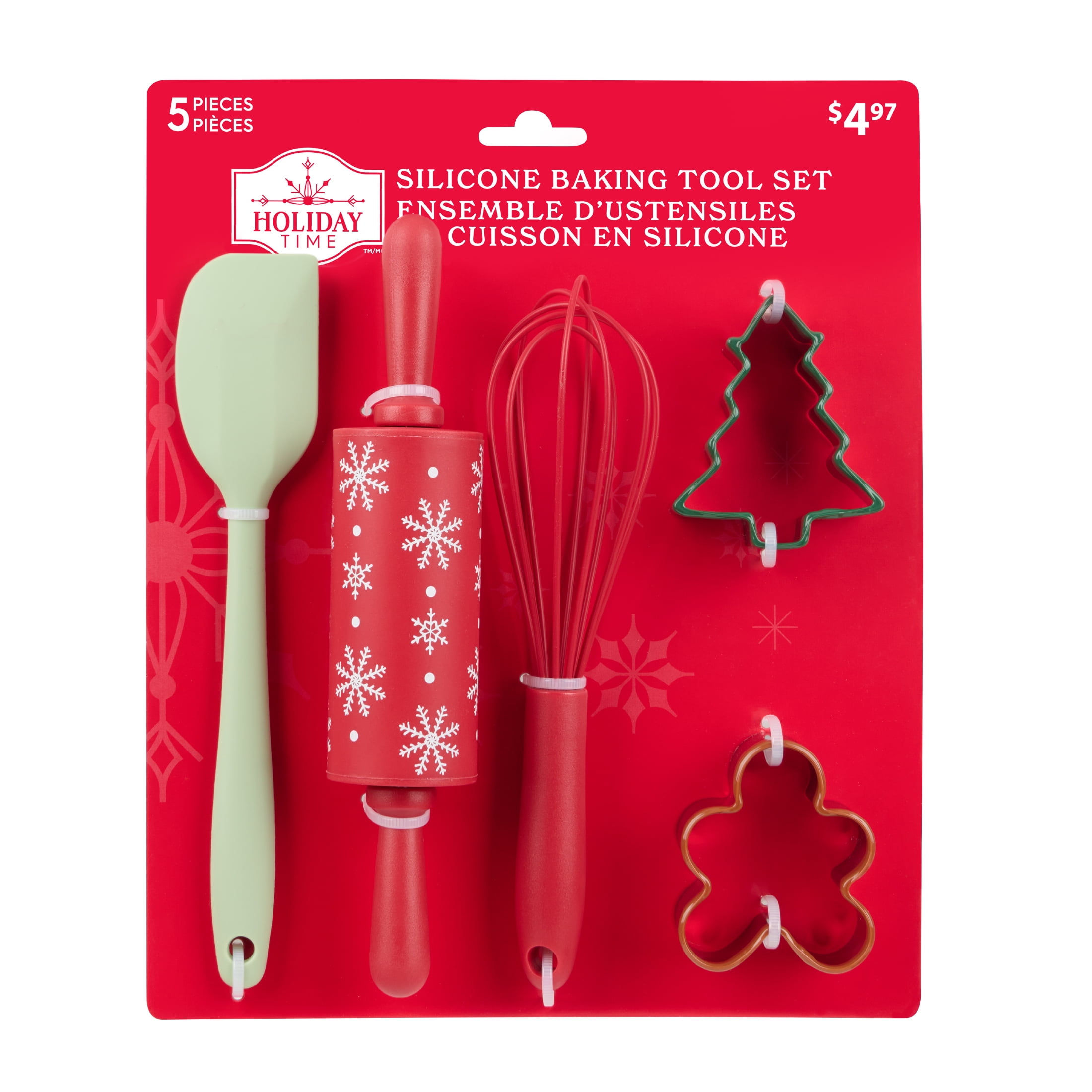 Ensemble d’outils à pâtisserie 5 pièces Holiday Time, Rouge, Blanc, Vert