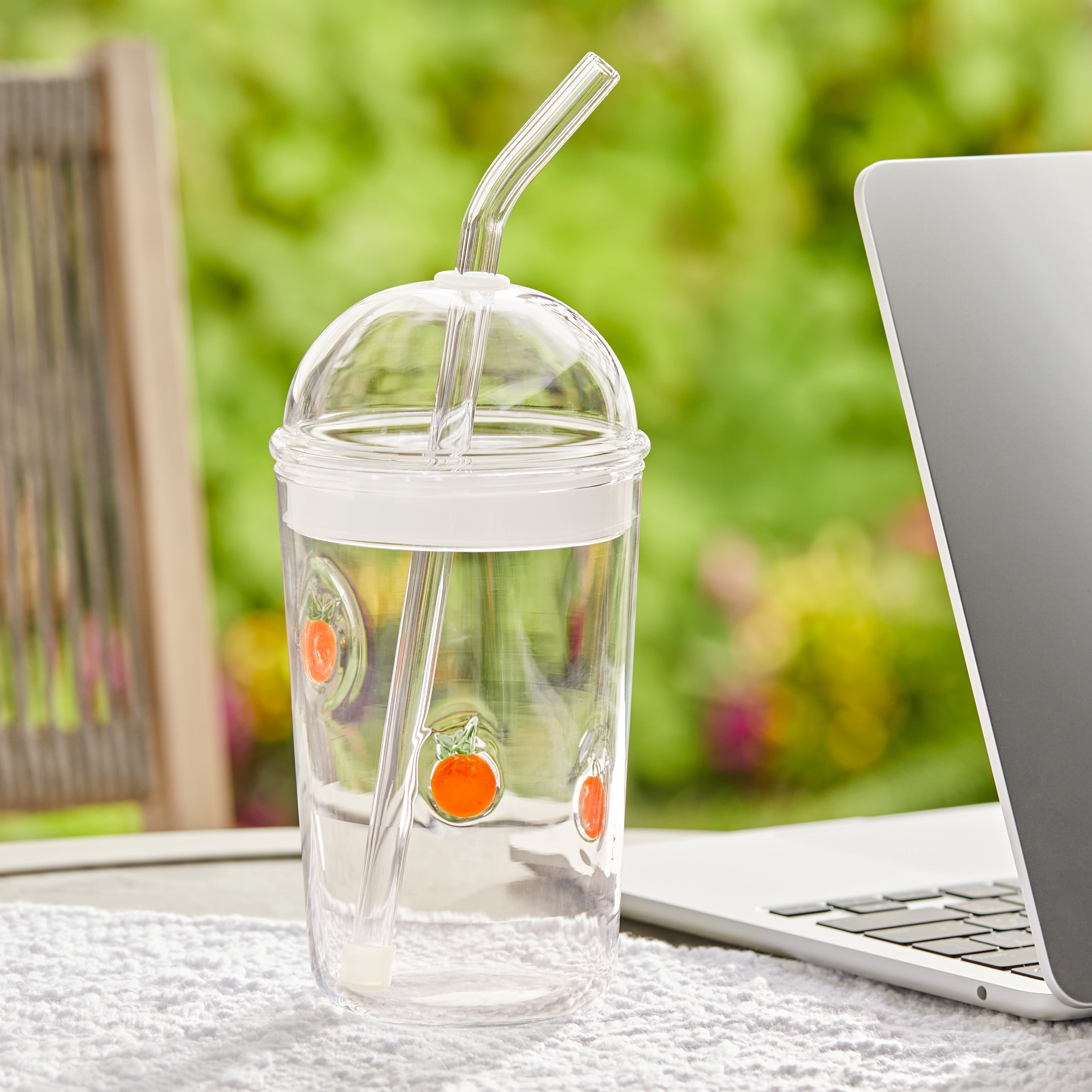 Better Homes & Gardens Glass Sipper Orange Icon with Glass Lid