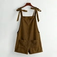 thumbnail image 5 of Jumpsuits For Women Short Overalls Casual Sleeveless Adjustable Rompers Velvet With Pockets 2025 Brown, 5 of 9
