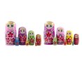 thumbnail image 1 of 2 Adorables para Niñas. Rosado morado CUTICAT Muñeca rusa de anidación, 1 of 8