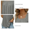 thumbnail image 4 of Camiseta sin mangas plisada para mujer, Color puro, elegante, transpirable, informal, de verano, sin mangas, 4 of 5
