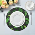 thumbnail image 4 of GZHJMY Tropical Palm Leaves Round Placemats, Durable Non-Slip Table Mat Heat and Stain Resistant Placemat for Kitchen Table Outdoor BBQ Activities, 4PCS, 4 of 6
