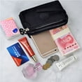 thumbnail image 6 of Portable Retro Solid Color Simple Cosmetic Bags Fabric Phone Purse Korean Style Wallets Wrinkle Clutch Bag Women Wallets Three Zippers Bags NAVY BLUE, 6 of 8