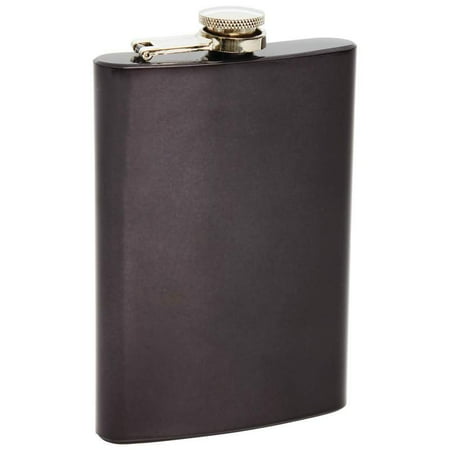 Transparent Flask - Maxam® 8oz Graphite Gloss Black Colored Stainless Steel Flask