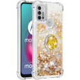 thumbnail image 3 of Motorola Moto G10 Case Moto G30 Case with Creativity Clear Quicksand Glitter Flowing Liquid Floating Soft TPU Case w/Stand Bling Diamond Sparkle Phone Cover for Motorola Moto G10  Golden, 3 of 14