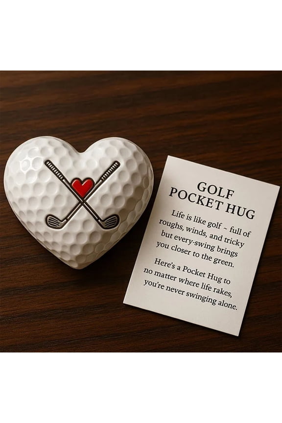 Golf Pocket Hug, Heart-Shaped Golfball Decor with Inspirational Card, Gift for Men Women Golfers, Encouragement Gift for Golflovers