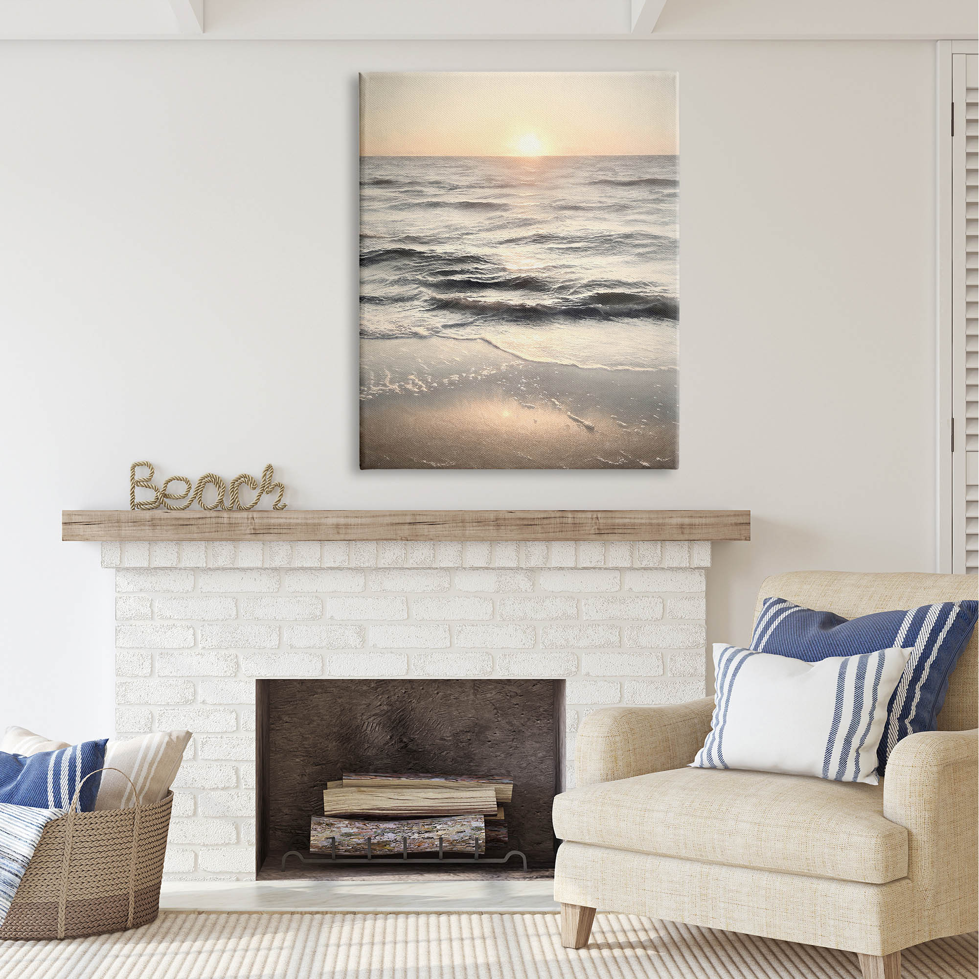 Stupell Industries Silver & Gold Sunset Photography Coastal Photography Gallery Wrapped Canvas Print Wall Art