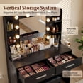 thumbnail image 6 of Homall Makeup Vanity Set with Mirro & 3 Modes Lights, Vanity Desk with Stool & Storage Drawers Shelves, Vanity Table with Power Outlet for Bedroom Dressing Room, Black, 6 of 7