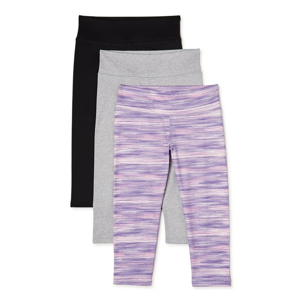 Athletic Works Athletic Works Girls' Capri Leggings, 3Pack, Sizes 418 & Plus