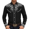 thumbnail image 6 of Conairie Western Shirts for Men Embroidered Cowboy Shirts Button Down Long Sleeve Shirt with Floral Design Black1 XXL, 6 of 6