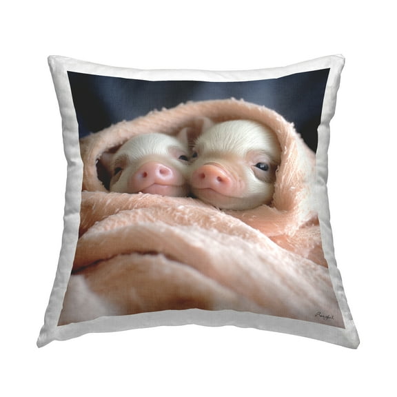Stupell Industries Soft Cuddling Piglets Decorative Printed Throw Pillow, 18 x 18