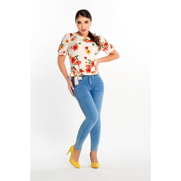 Blusa Con Liston A La Cintura Estampado Floral Mundo Terra 026316