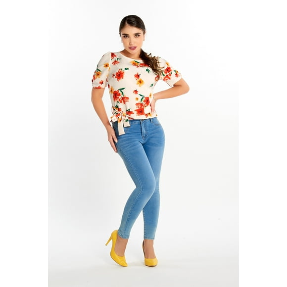 Blusa Con Liston A La Cintura Estampado Floral Mundo Terra 026316