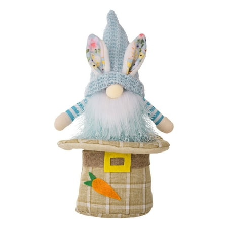 

JPGIF Home Decor Easter Ornament Cute Bunny Doll Old Man Bowler Hat Bottom Split Plate Ornament Decoration