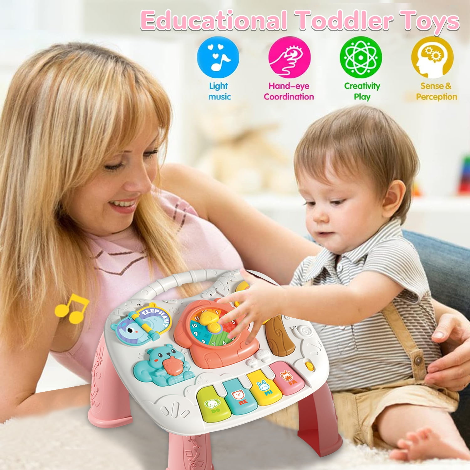 Baby Interactive Activity Table Toys,  Learning Toys for 1 2 3 Year Old Girls, Montessori Toys for 1 Year Old, Christmas Birthday Gifts for Girls