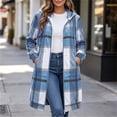 thumbnail image 6 of Maplenight Fall Jackets for Women Hooded Plaid Zip Up Long Coat with Pockets Cozy Winter Casual Work Office Jackets, 6 of 6