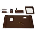 thumbnail image 1 of d3412-chocolate-brown-leather-8-piece-desk-set, 1 of 1