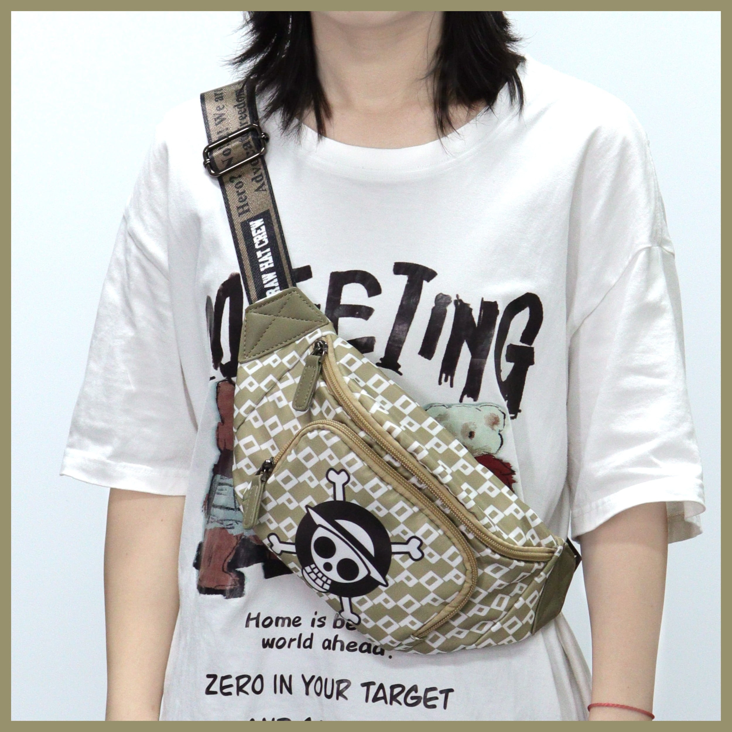Roffatide Anime One Piece Straw Hat Crew Unisex Waist Bag, Chest