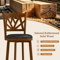 thumbnail image 6 of Joywind Farmhouse Swivel Bar Stools Set of 2, 24" Carved Lotus Barstools, Faux Leather Upholstered Counter Chairs with Solid Footrest & Wood Legs, Rustic Brown, 6 of 8